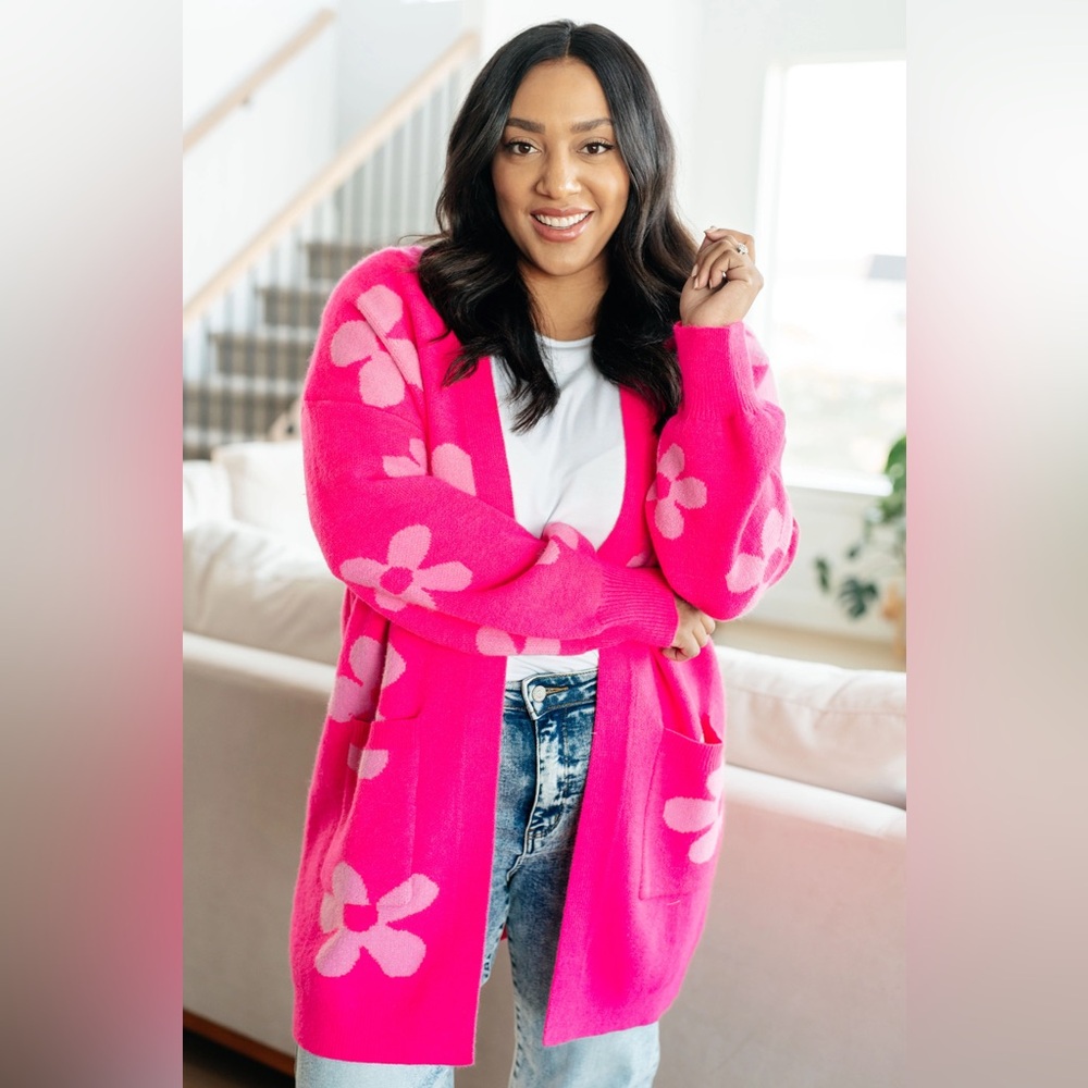 JODIFL Pink Floral Cardigan